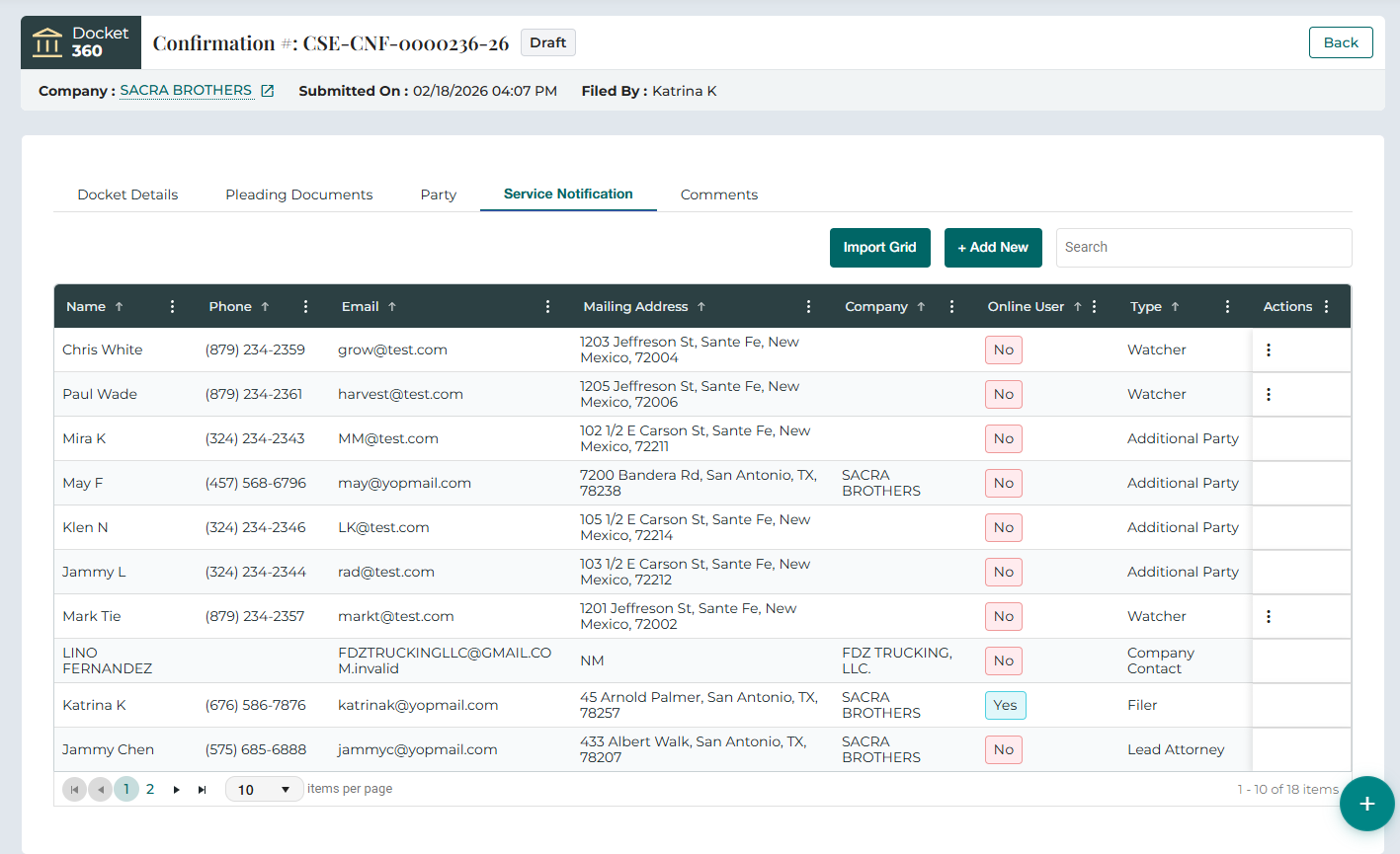 Bulk insert service notification