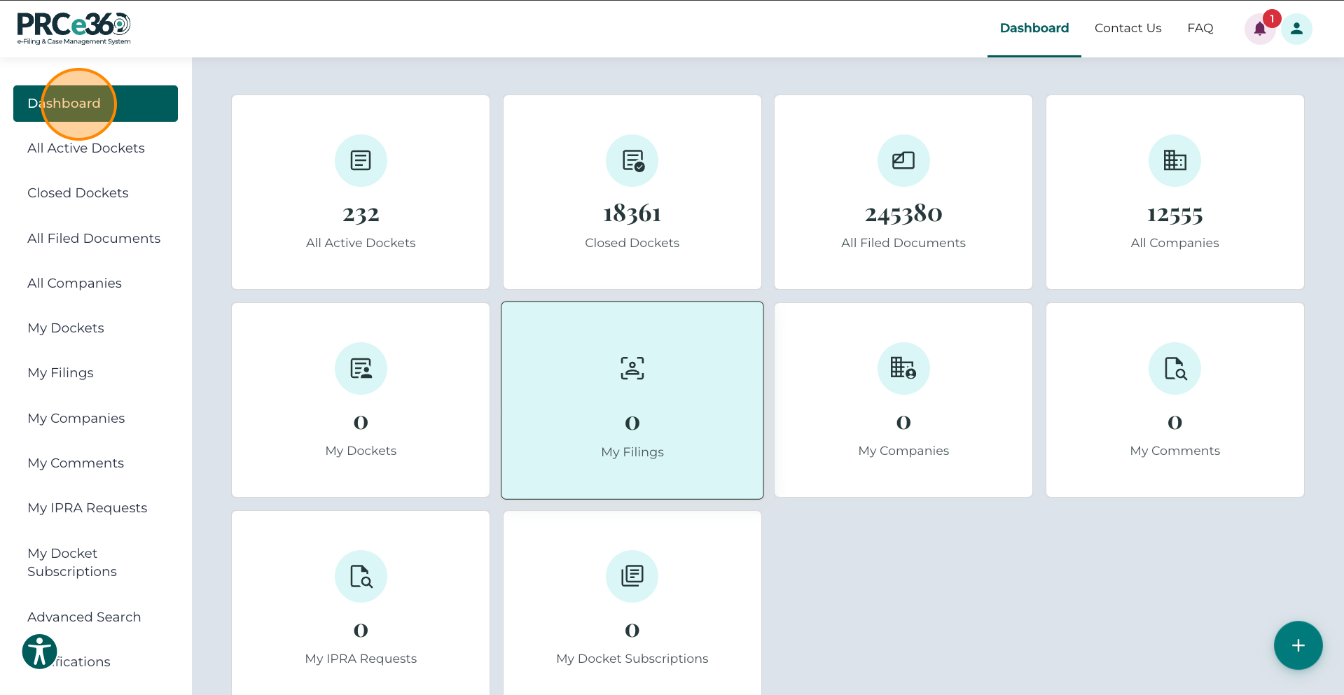 User dashboard after login