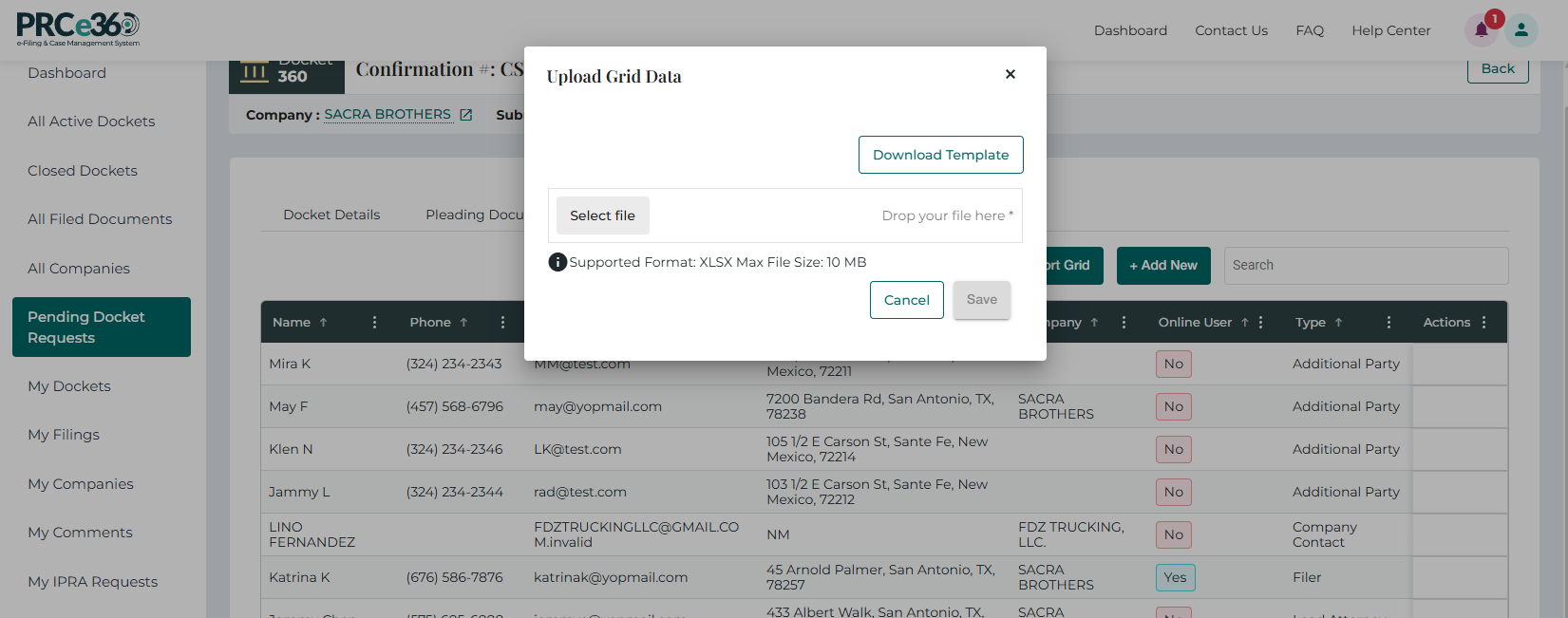 upload file using template
